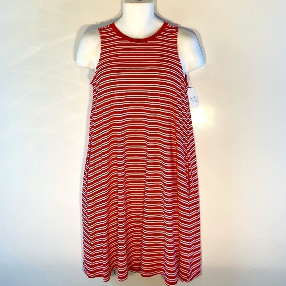 Time and Tru NWT SZ M (8-10) red & white stripe tank dress comfy